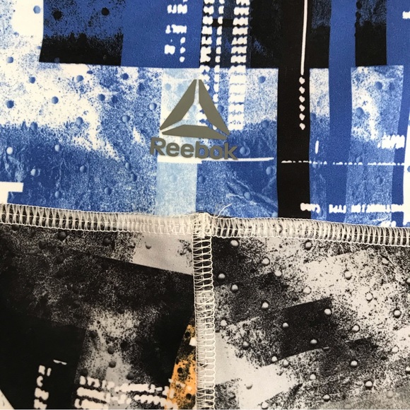 Reebok Speedwick Cropped Leggings Multicolour Abstract Print Size Small - Picture 3 of 7